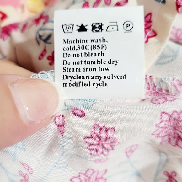 Boho Patchwork Blouse S Floral Paisley Viscose Long Sleeve Ruffle Neck Peasant - Picture 13 of 13